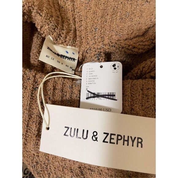 New Free People x Zulu & Zephyr Almond Cotton Blend Knit Pants Size 8 - Picture 9 of 10
